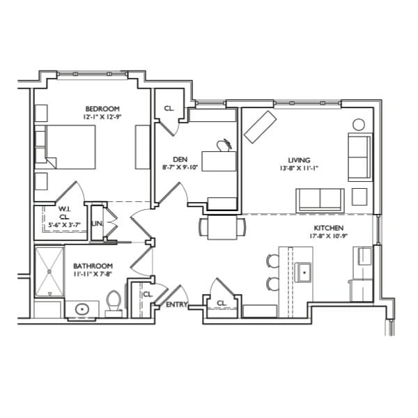 Architectural floor plan with labeled rooms