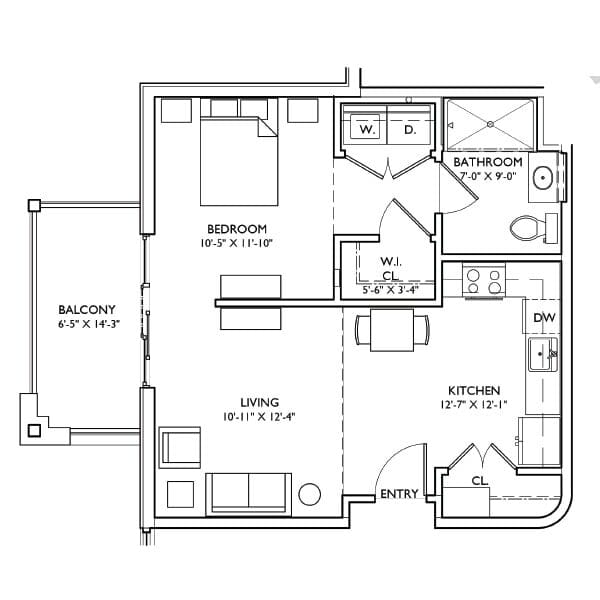 Architectural floor plan layout of an apartment