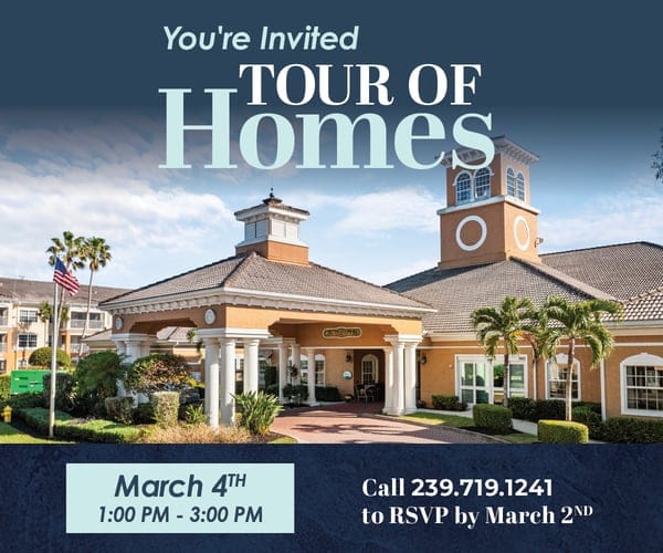 Exterior view of the facility's entrance with event invitation
