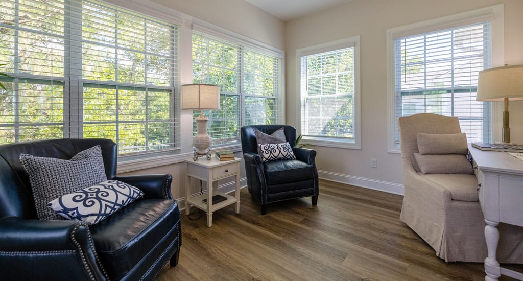 Comfortable seating area in a bright room
