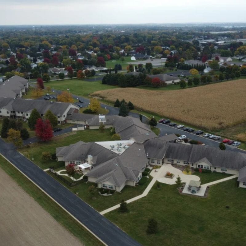 Aerial view of The Heritage facility and surrounding area.