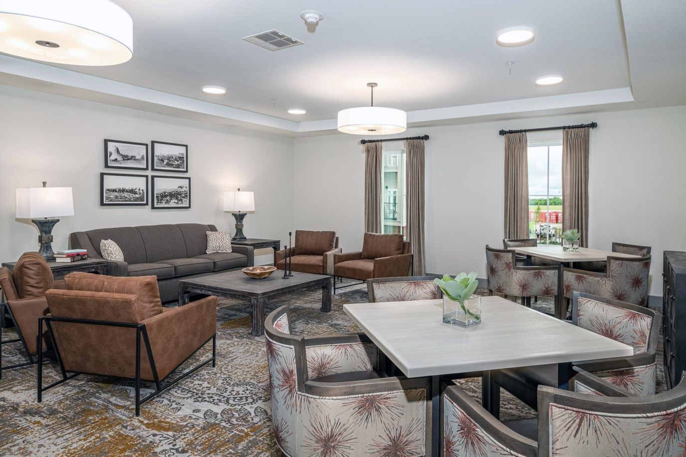 Common area with seating and dining furniture.