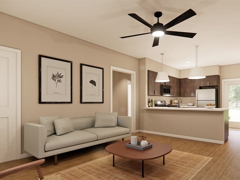 Modern interior living space in the facility