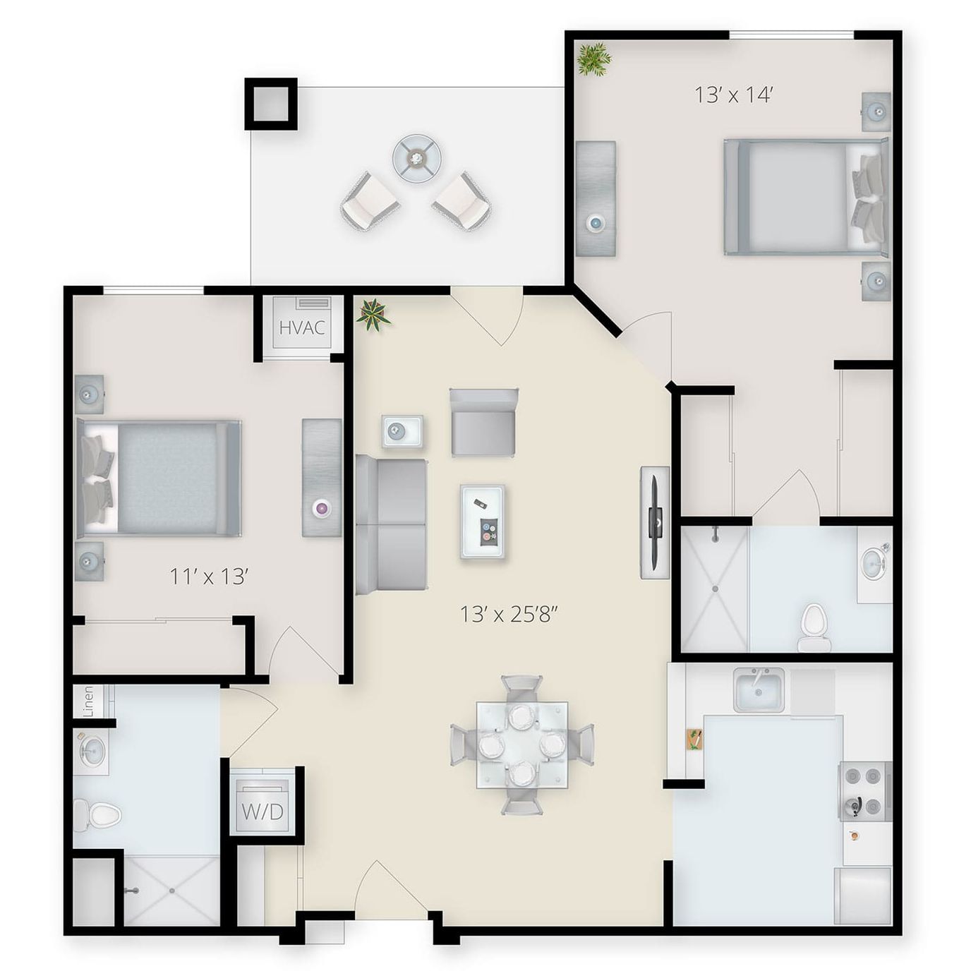 Architectural floor plan of a resident unit