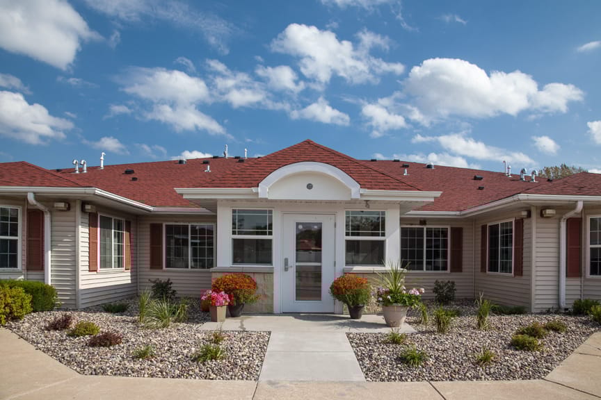 Front view of Cottagewood Senior Community entrance