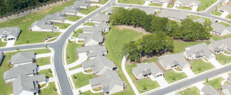 Aerial view of a residential community layout