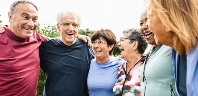 Residents enjoying a cheerful outdoor group activity