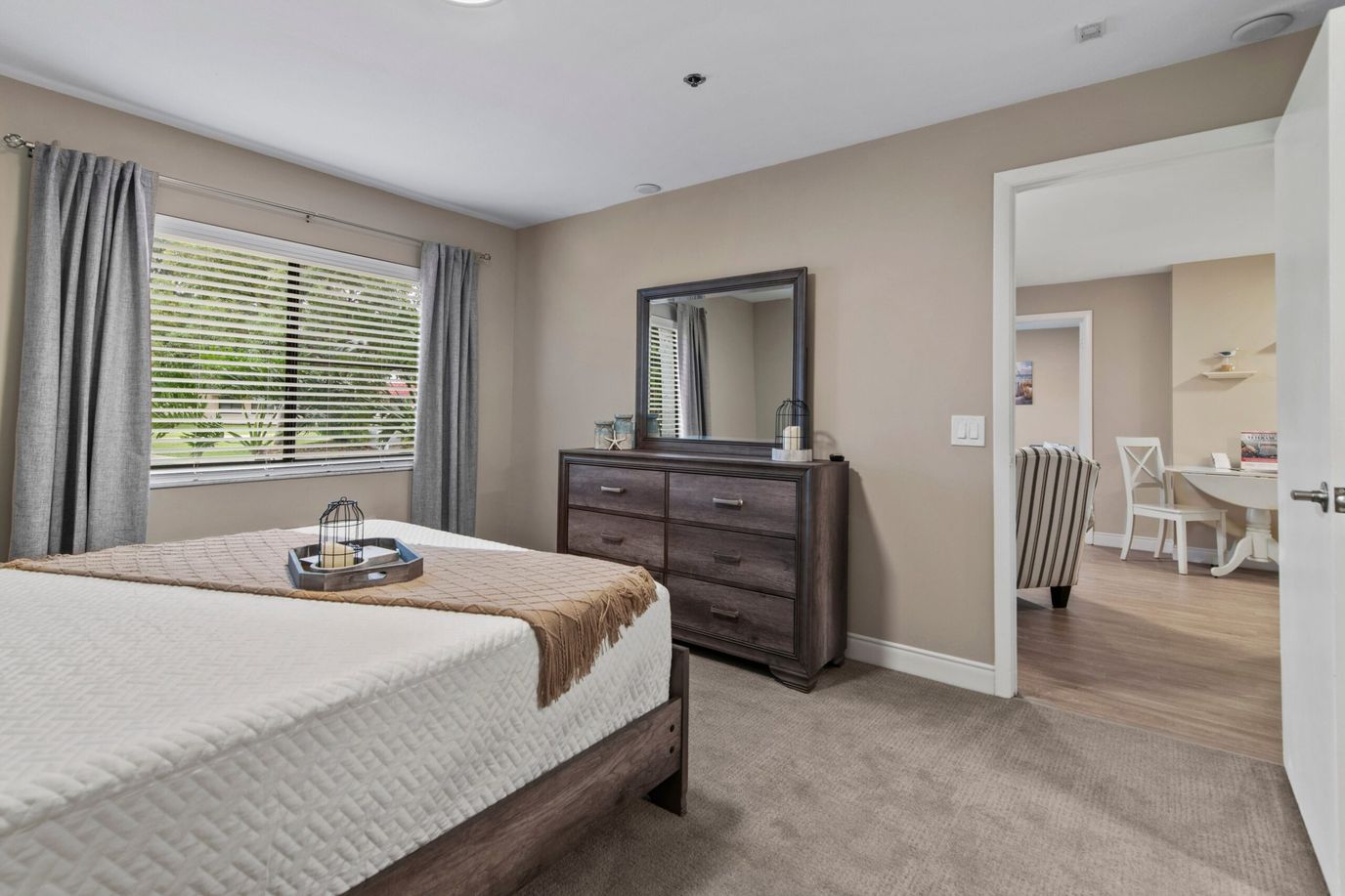 Cozy private bedroom with natural light