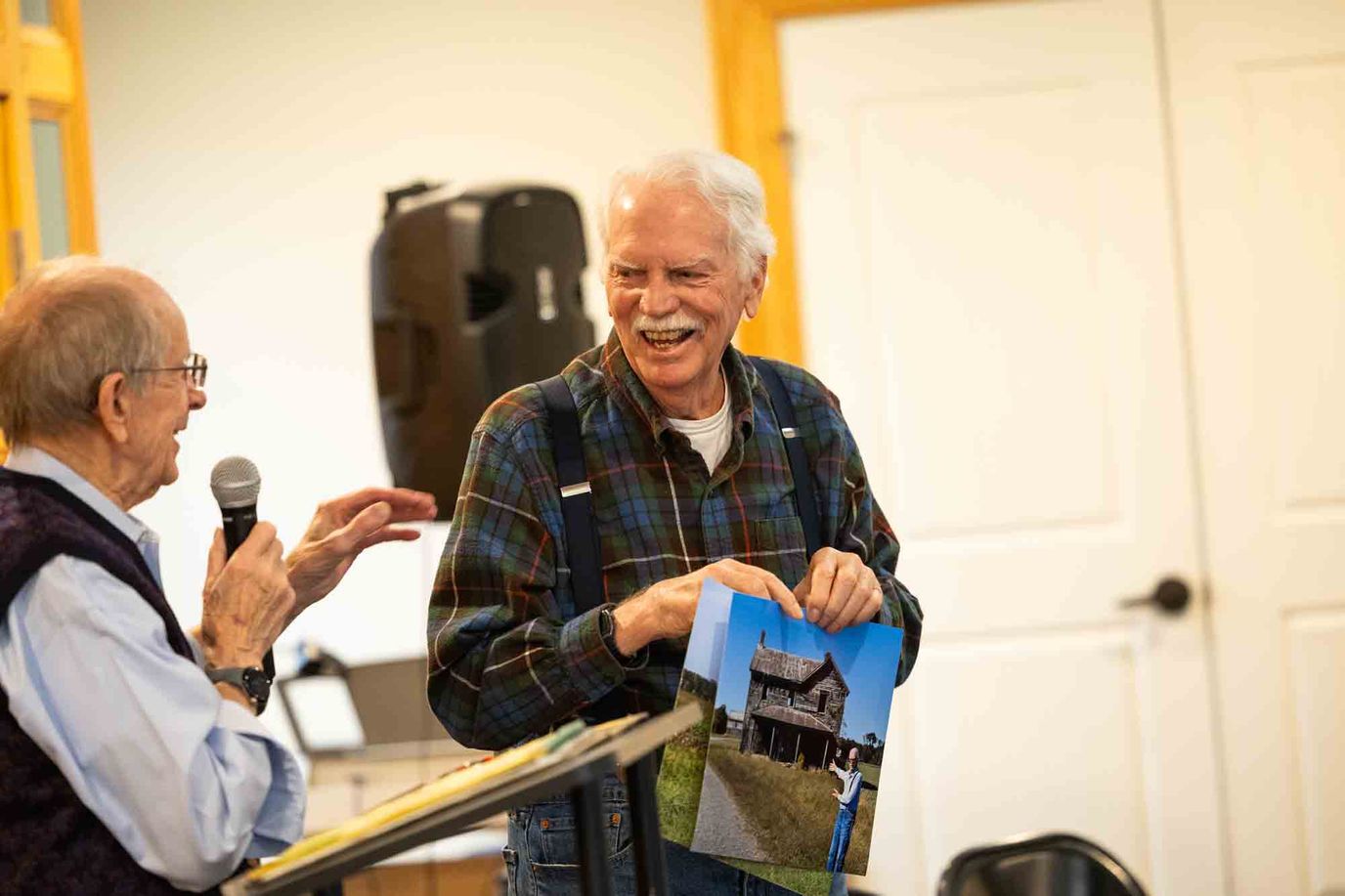 Residents enjoying an activity with smiles and laughter