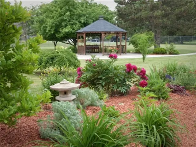 Beautiful landscaped garden with a gazebo