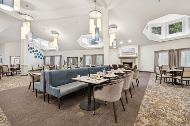 Dining area with elegant table settings