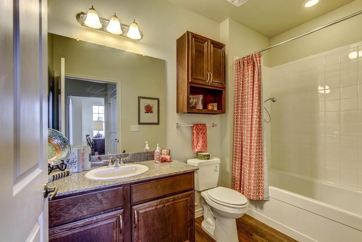 A private bathroom in a senior living suite