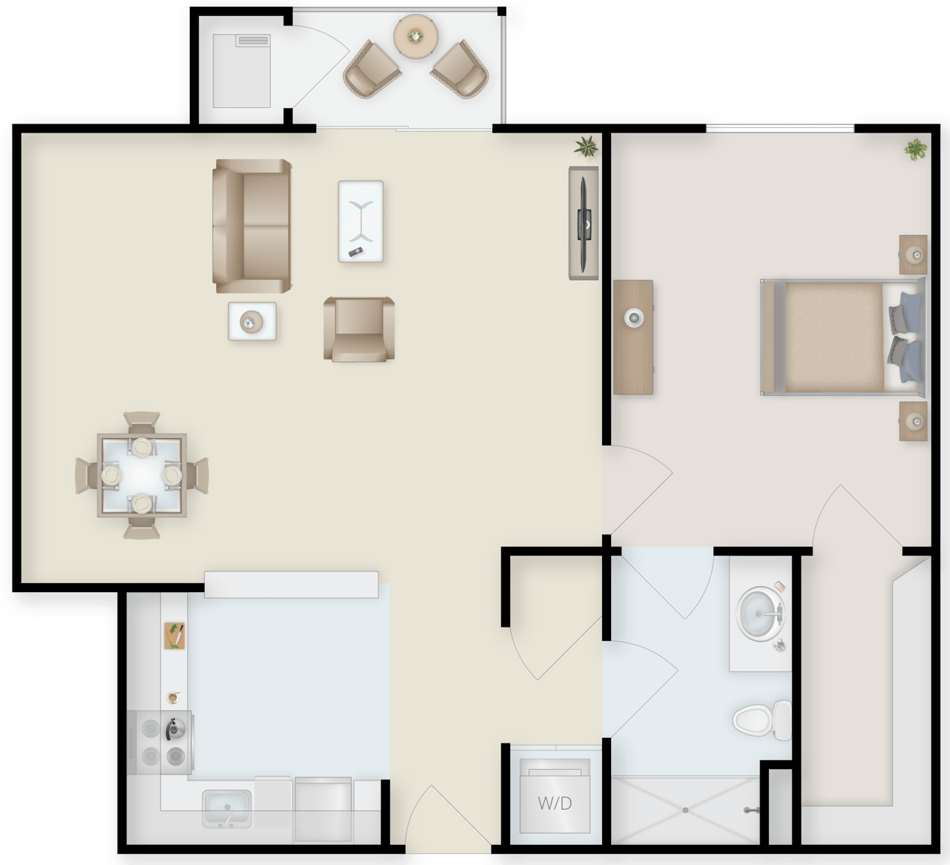 Architectural floor plan of a resident unit