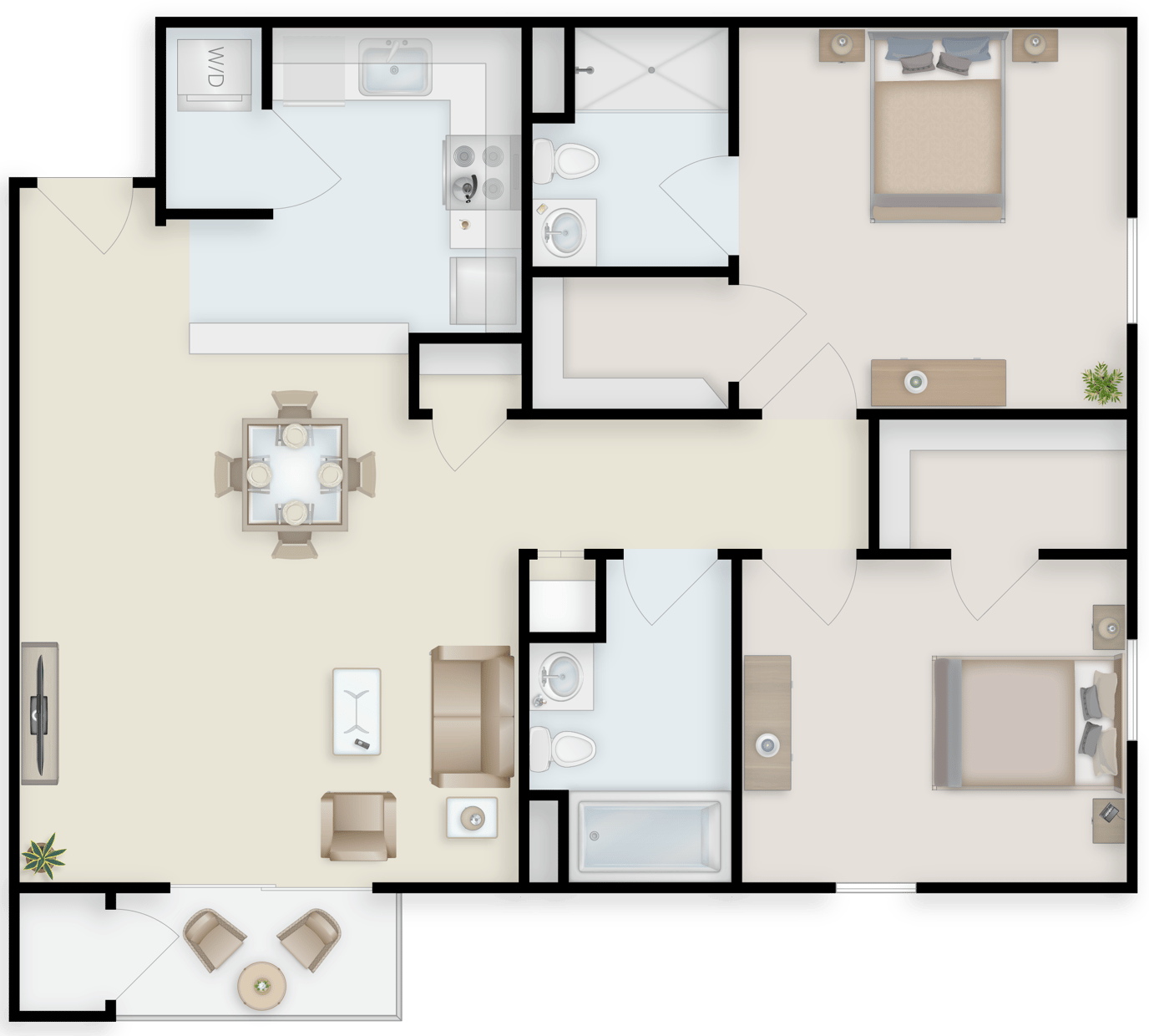 Architectural floor plan of a resident unit