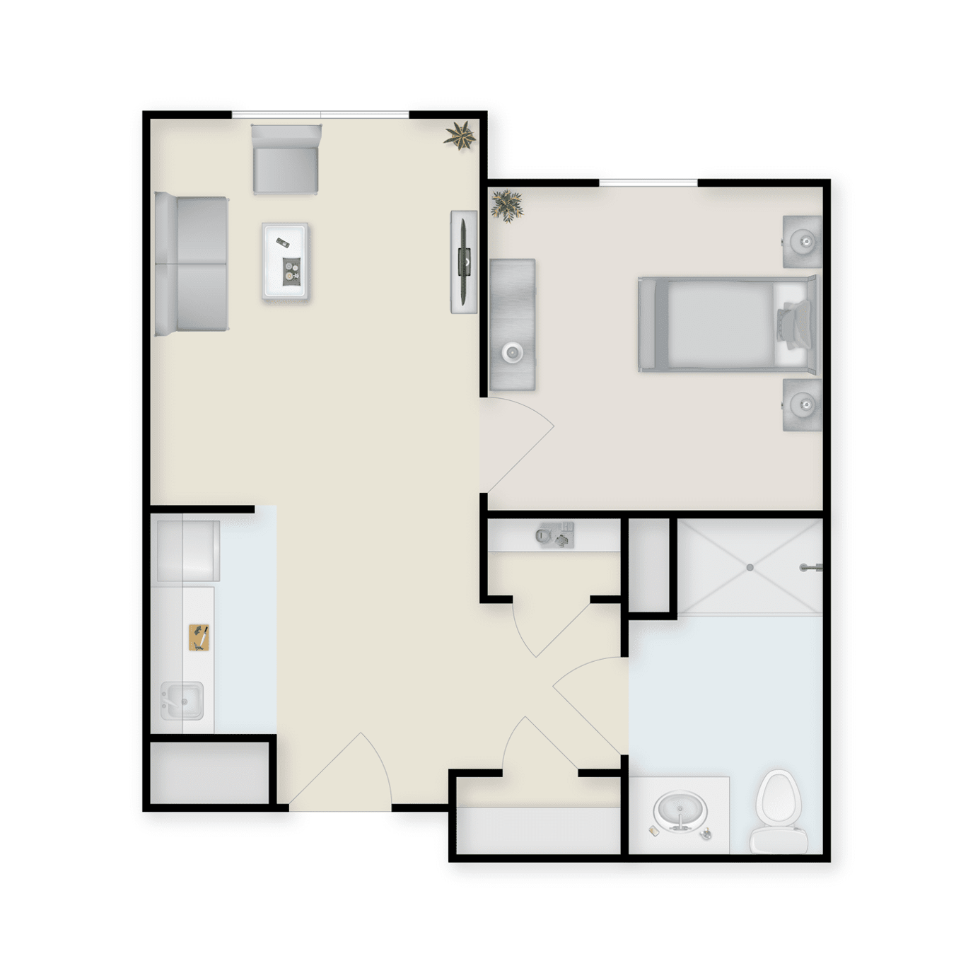Architectural floor plan of a resident suite