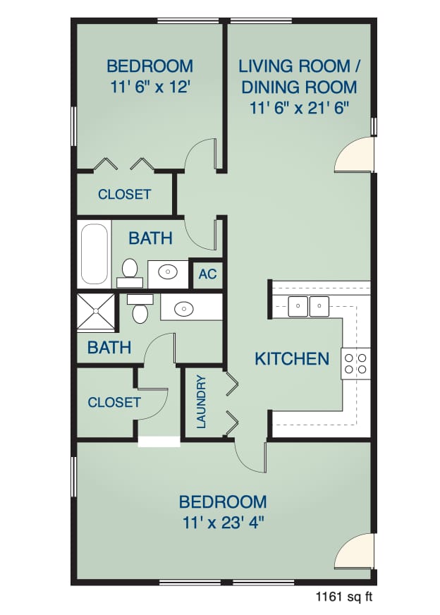 Architectural floor plan of a resident unit