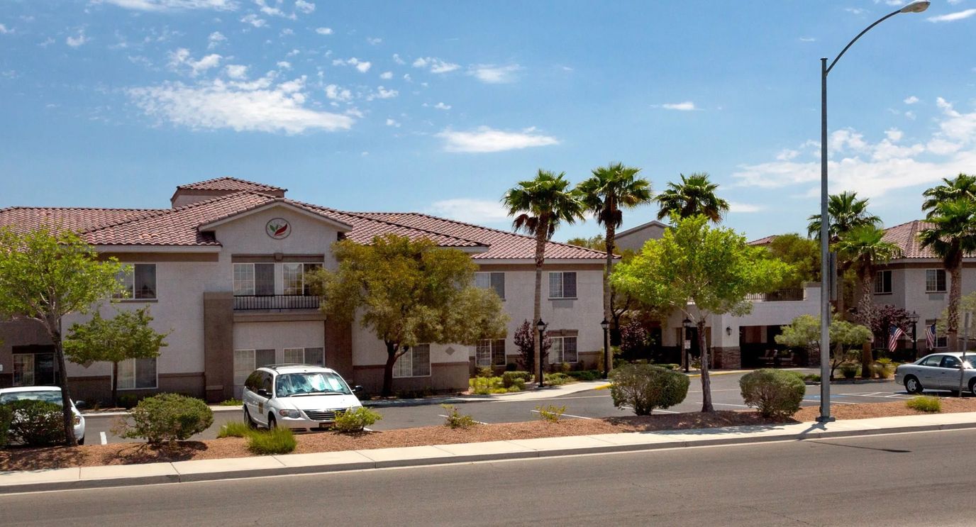 Exterior of Heritage Springs senior living facility in Las Vegas, NV.