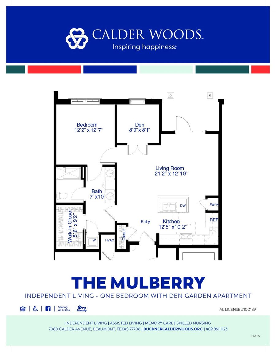 Architectural floor plan for The Mulberry apartment