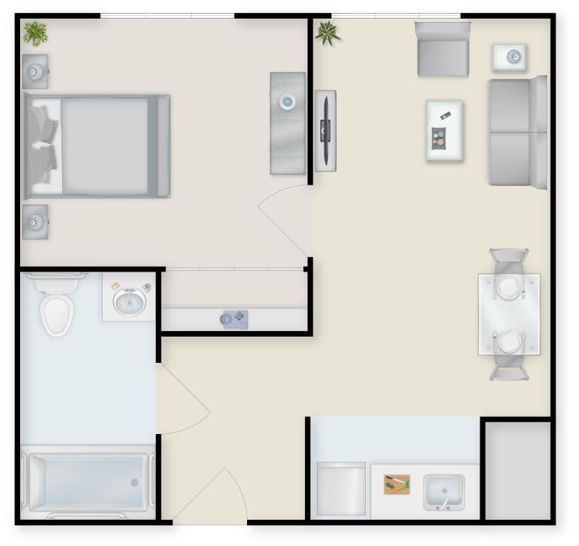 Architectural floor plan of a residential unit