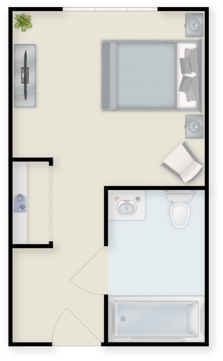 Architectural floor plan of a resident room