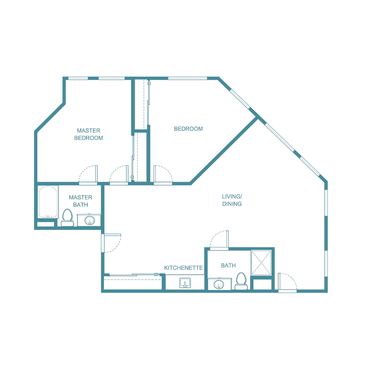 Architectural floor plan of a resident unit