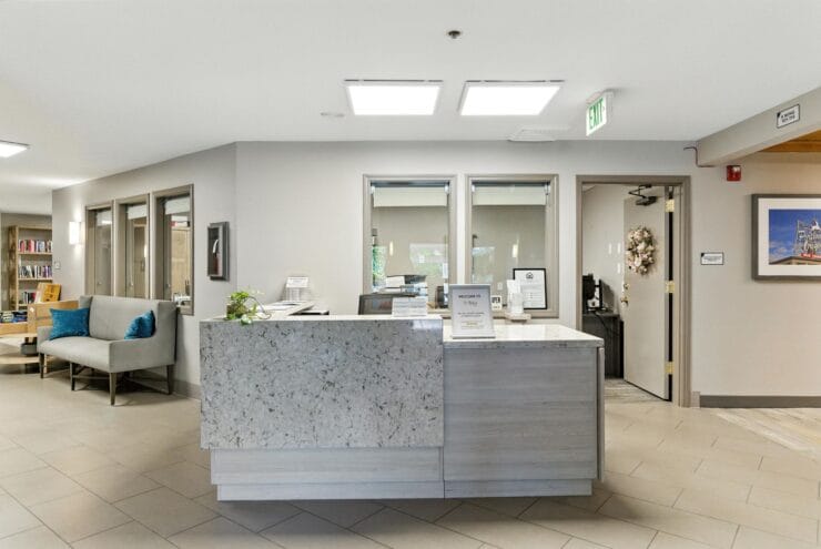 Welcoming reception area with a front desk