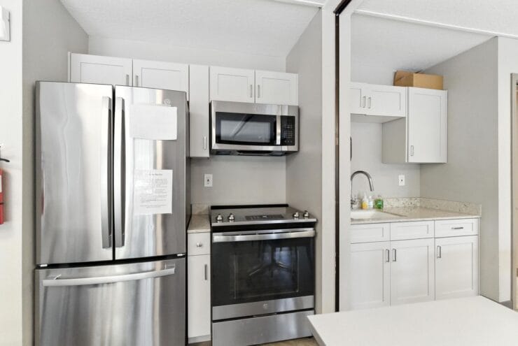Modern kitchen with stainless steel appliances