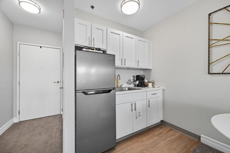 Small kitchen area in a resident's apartment