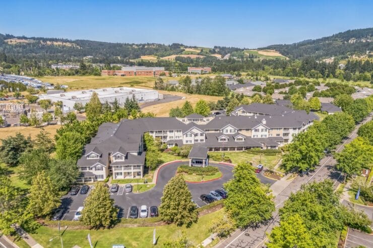 Aerial view of Solista Newberg facility and grounds.
