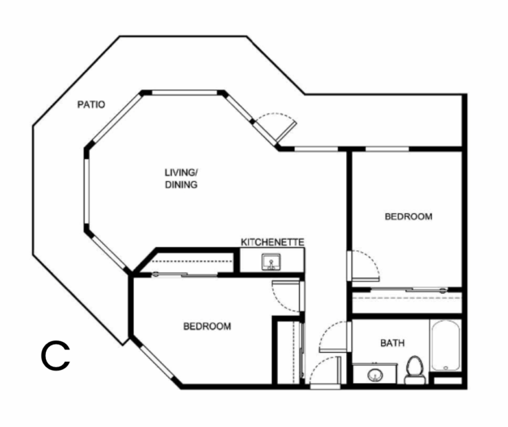 Architectural floor plan of a living unit