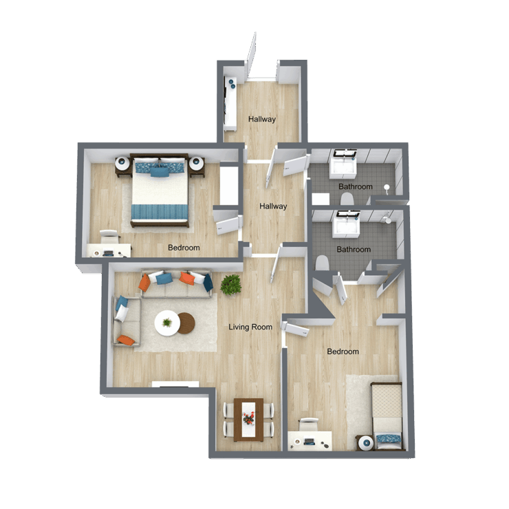 Architectural floor plan of a living space