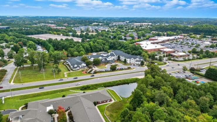 Aerial view of Solista High Point facility and surrounding area.