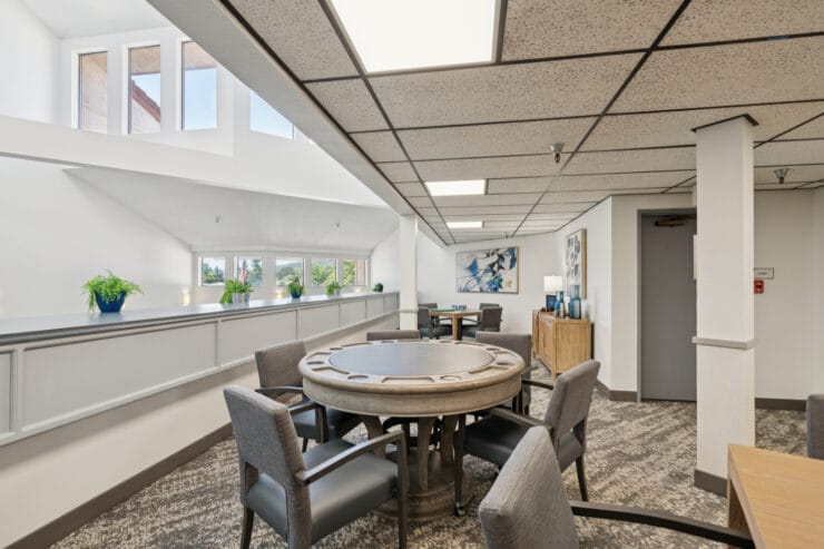 Common area with seating and plants
