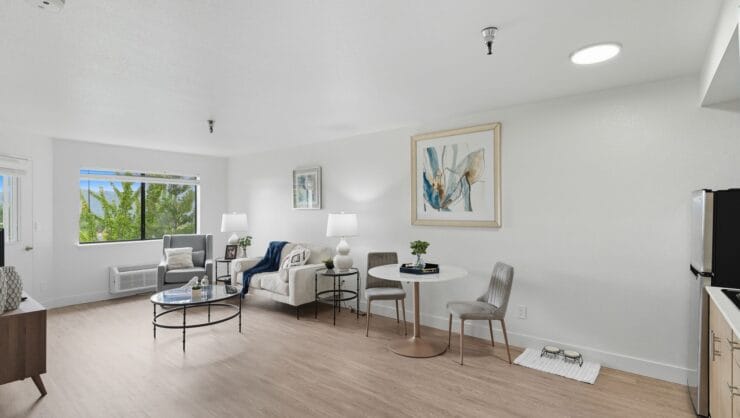 Bright and spacious living area with modern decor