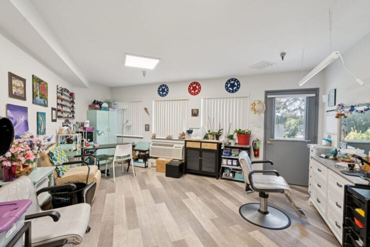 Interior view of a well-lit activity room.