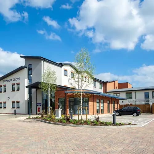 Exterior view of Chawley Grove assisted living facility