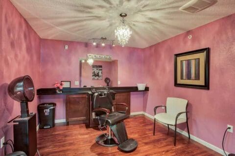Bright salon space with modern decorations