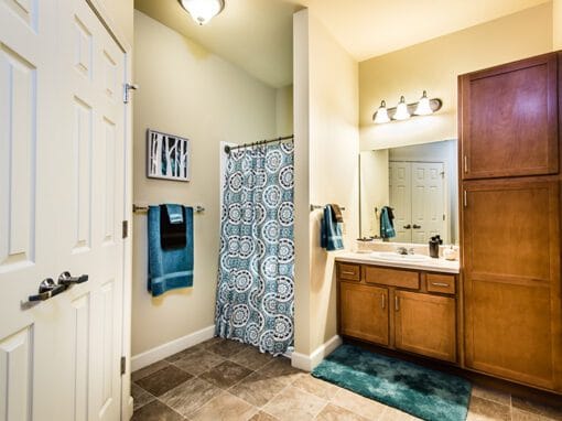 Stylish bathroom in a senior living facility