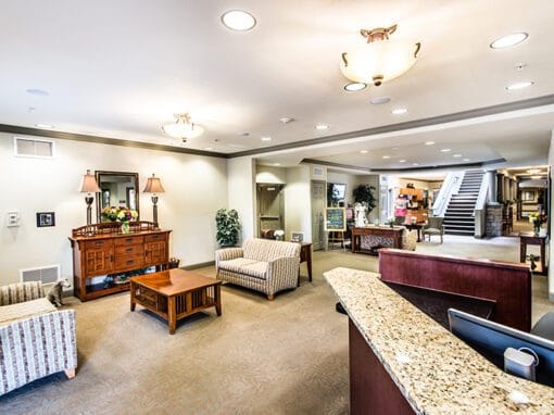 Interior lobby area with seating and decor