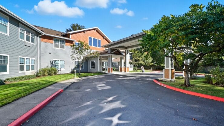Exterior view of Cadence at Olney with landscaping