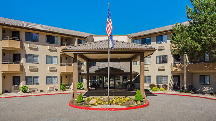 Exterior view of the assisted living facility entrance