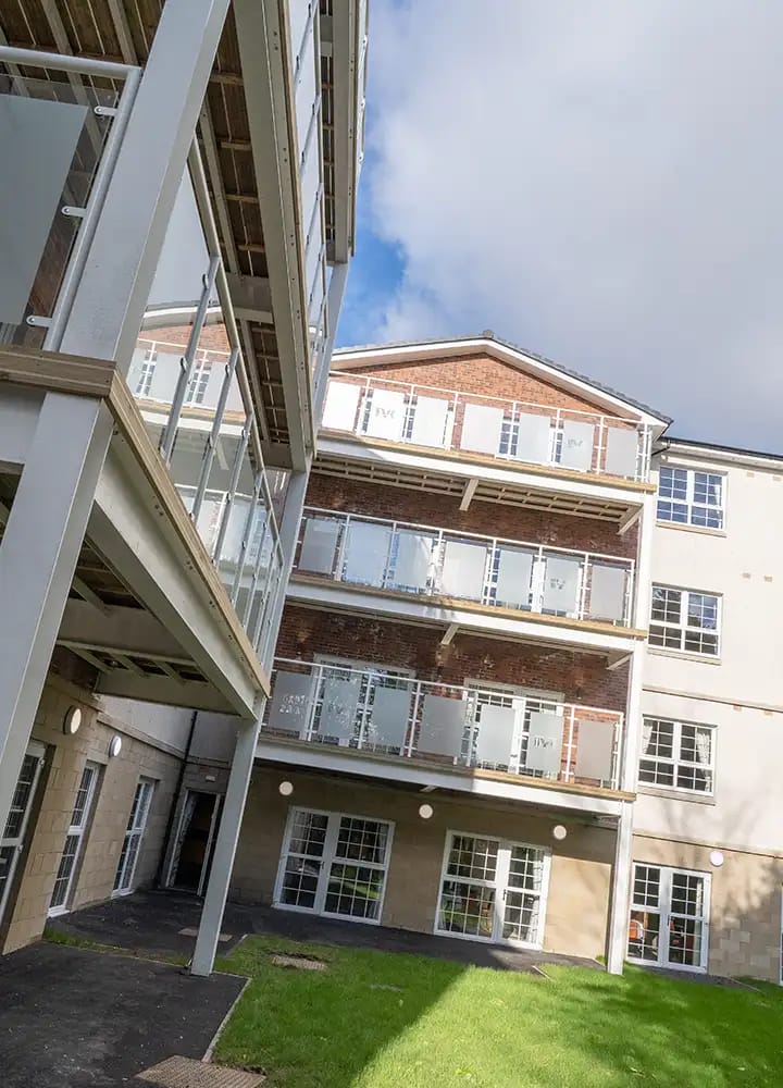 Exterior view of the facility with balconies.