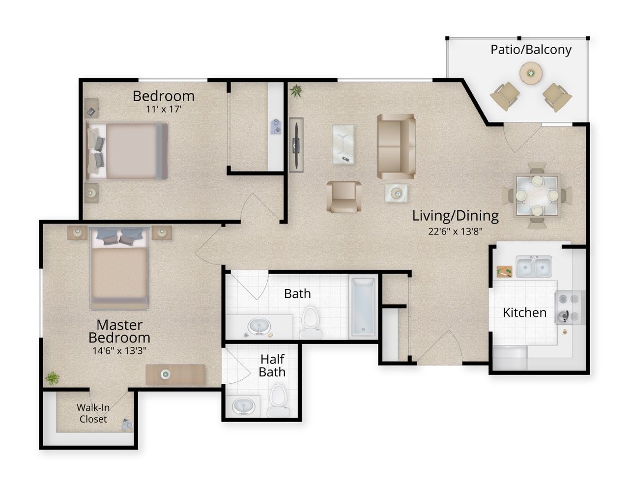 Architectural floor plan with room dimensions and layout