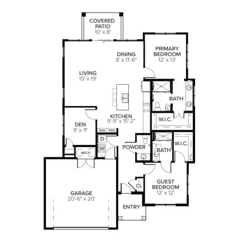 Architectural floor plan of a residential layout