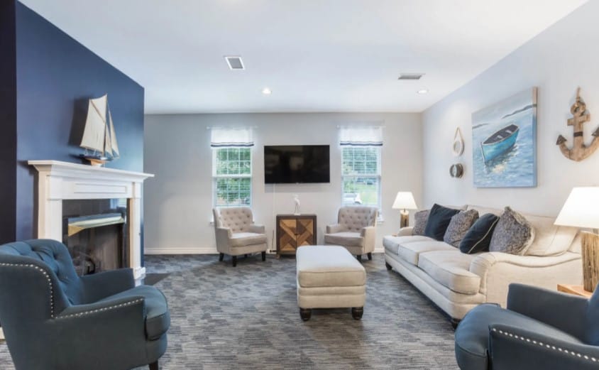 Cozy living room with comfortable seating and a television