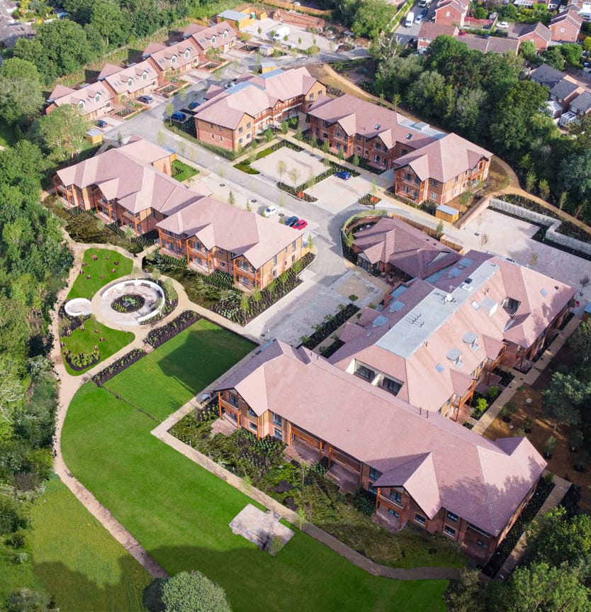 Aerial view of Gradwell Park's facility and surrounding landscape