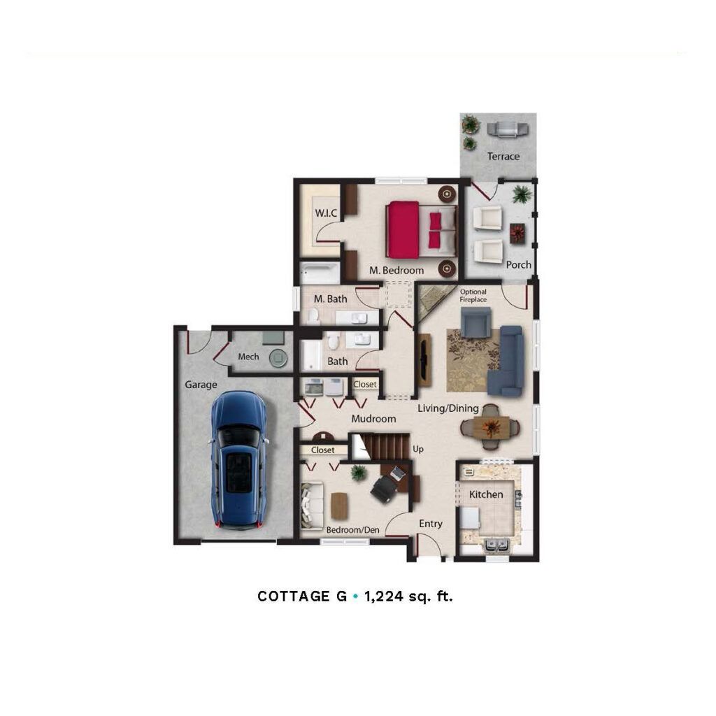 Architectural floor plan of a cottage layout