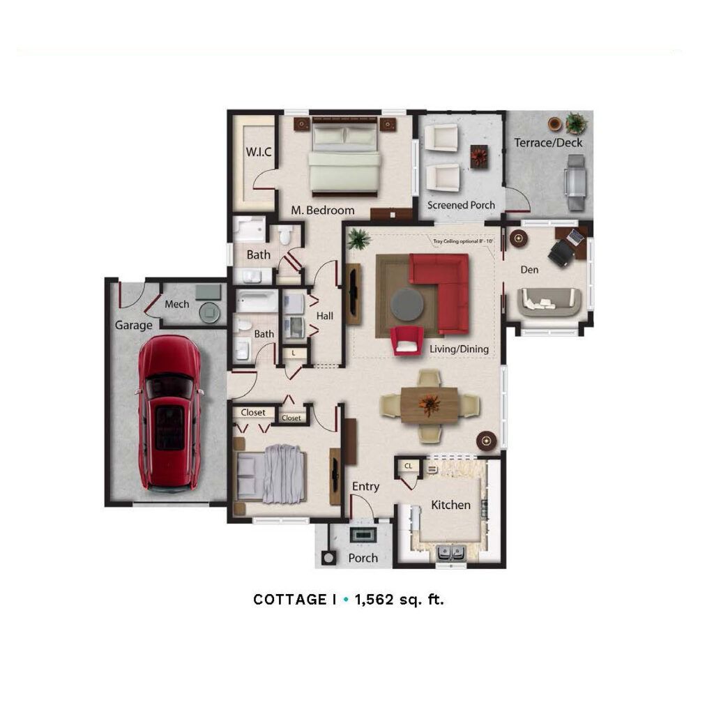 Architectural floor plan of a cottage layout