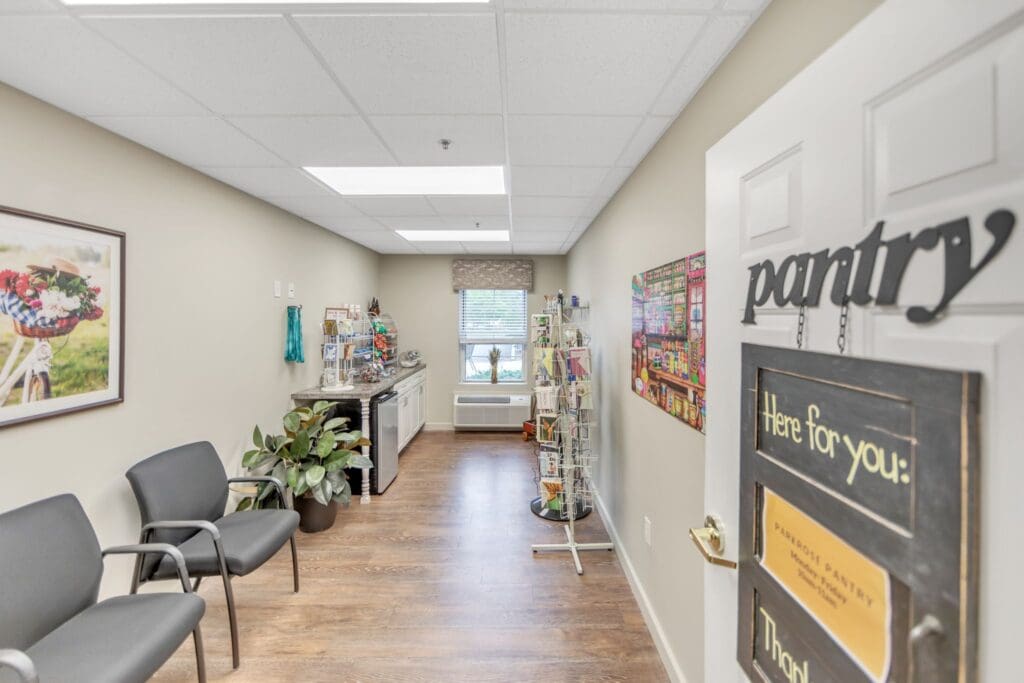 Interior view of a pantry area in the facility