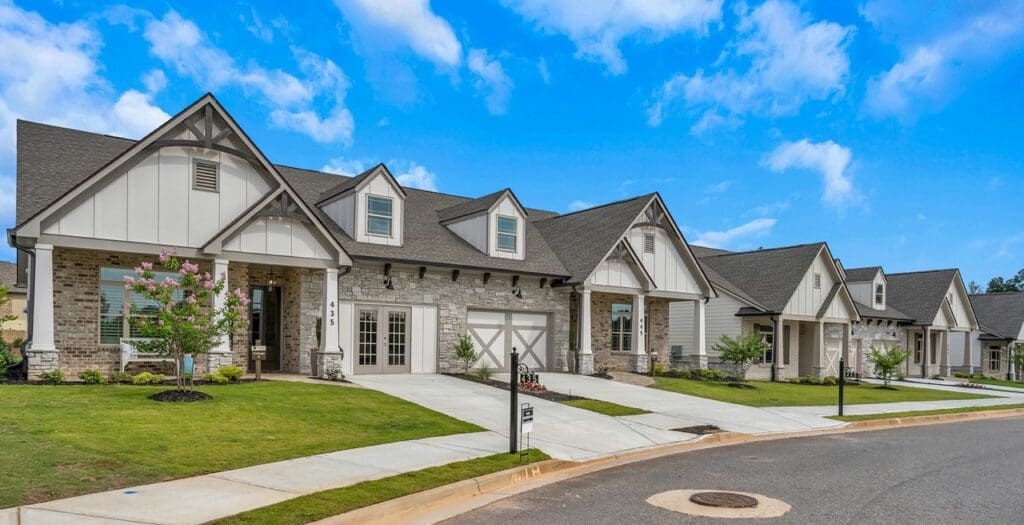 Exterior view of residential units in a senior living community